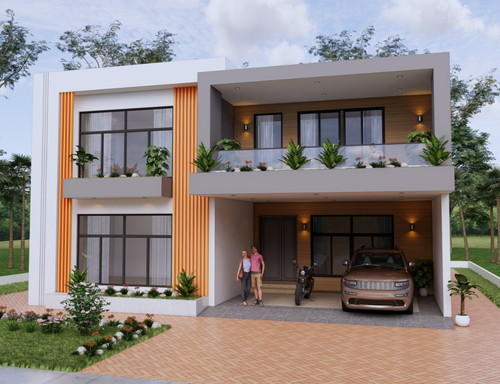 39x49 feet modern house plan - house,